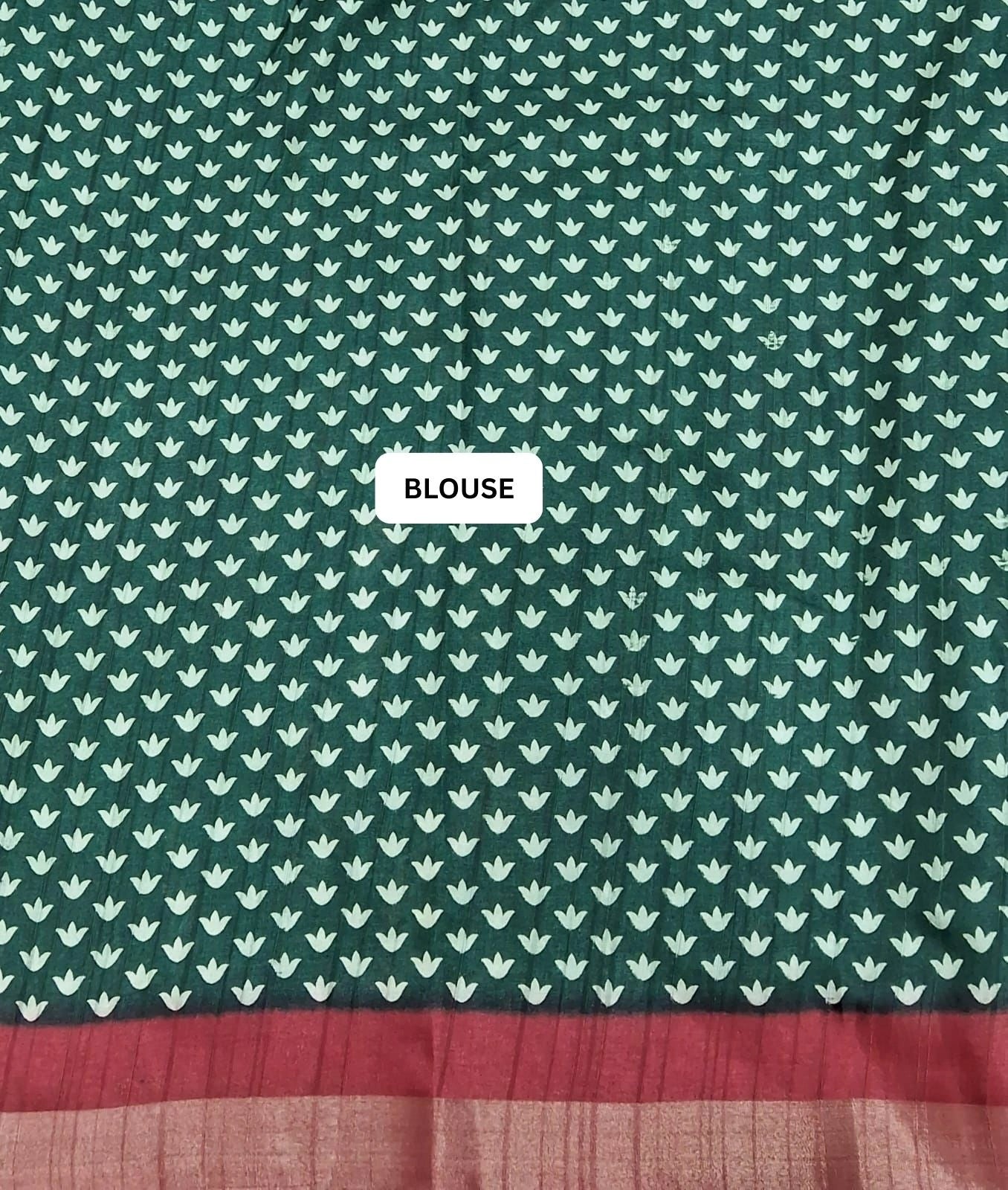 Bottle Green Semi Tussar Saree blouse