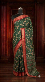 Bottle Green Semi Tussar Saree