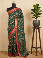 Bottle Green Semi Tussar Saree