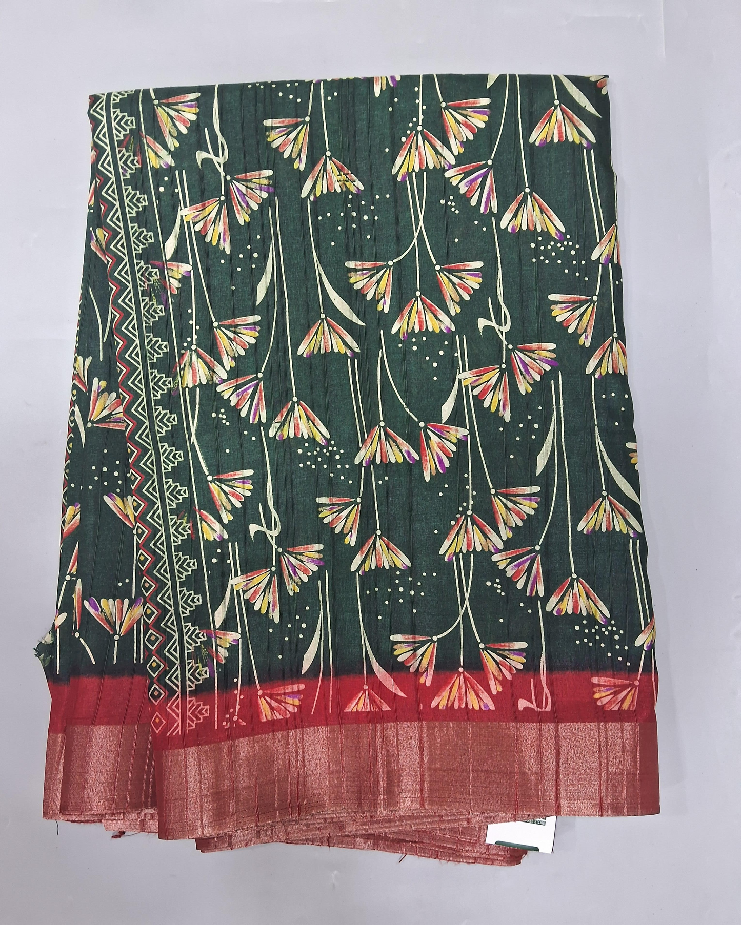 Bottle Green Semi Tussar Saree
