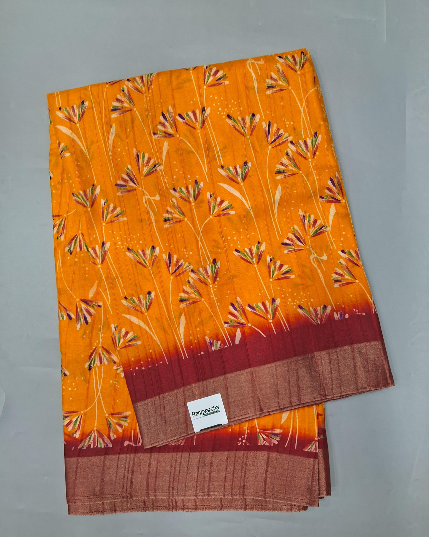 Mango Yellow Semi Tussar Saree