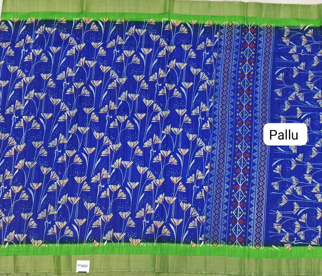 Royal Blue Semi Tussar Saree Pallu