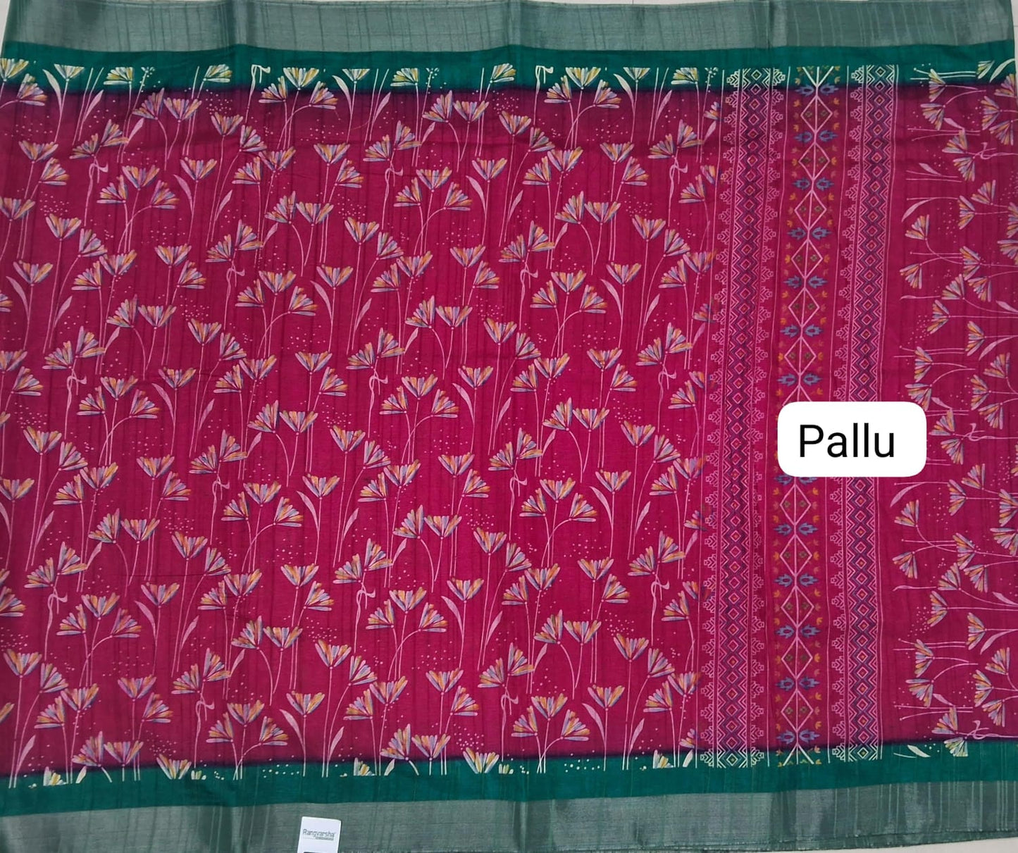Pink Semi Tussar Saree Pallu