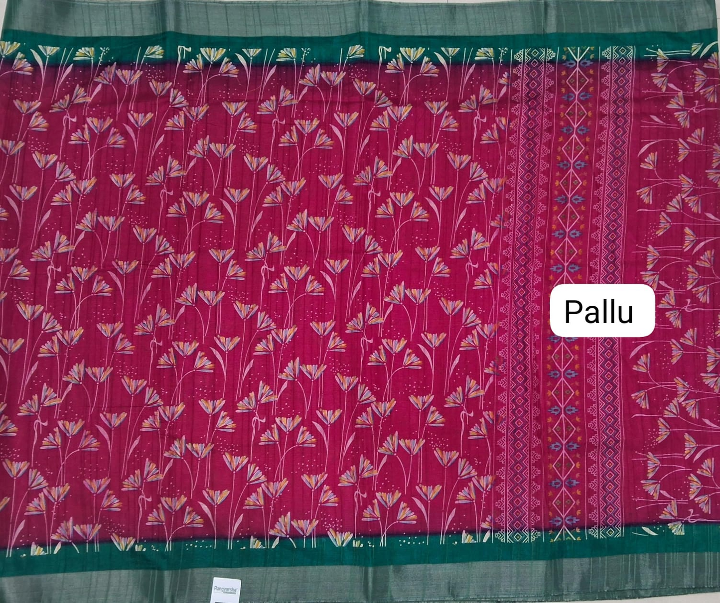 Pink Semi Tussar Saree Pallu