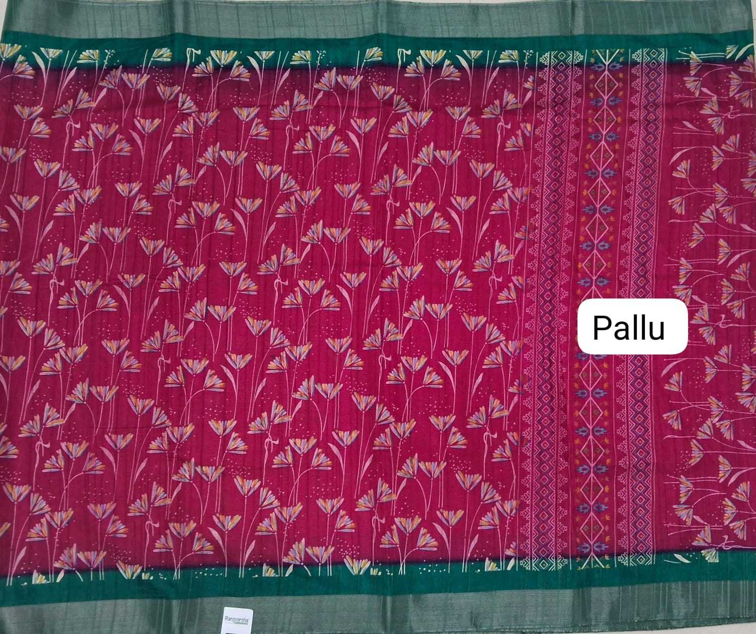 Pink Semi Tussar Saree Pallu