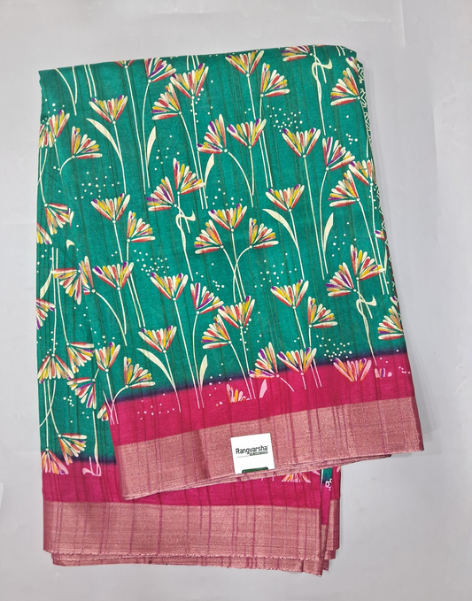 Teal Blue Semi Tussar Saree