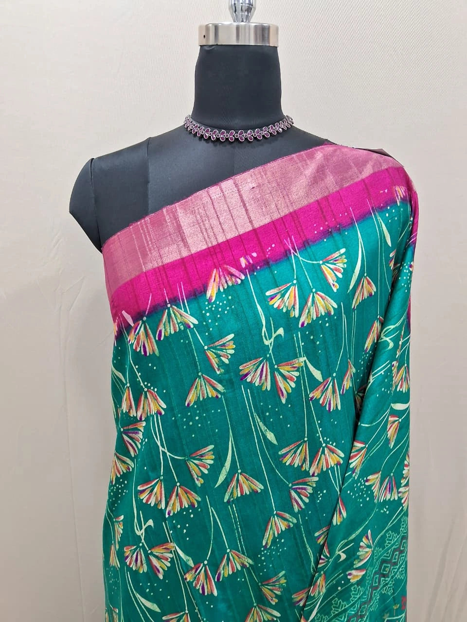 Teal Blue Semi Tussar Saree 