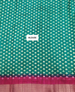 Teal Blue Semi Tussar Saree blouse