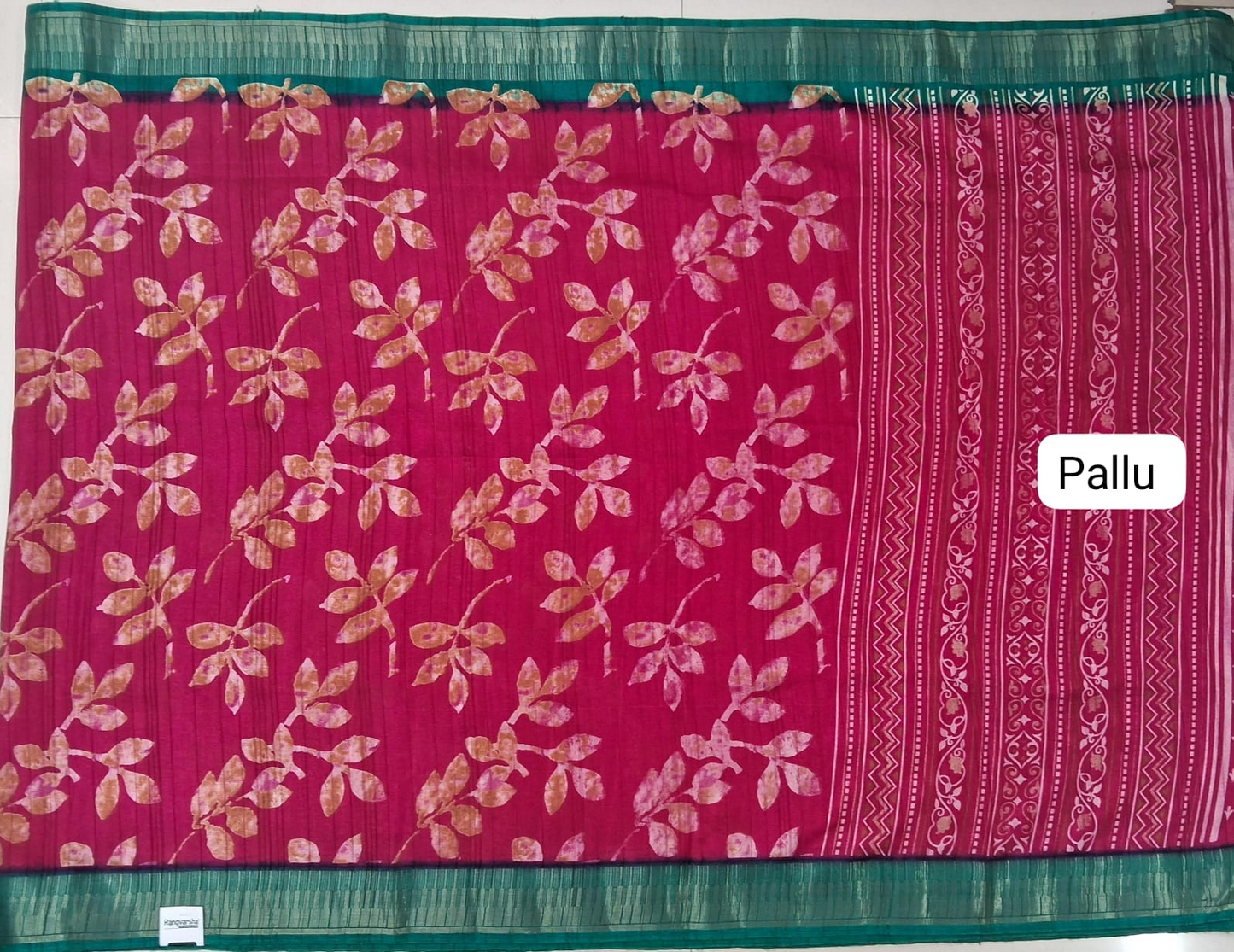 Pink Semi Tussar Saree Pallu