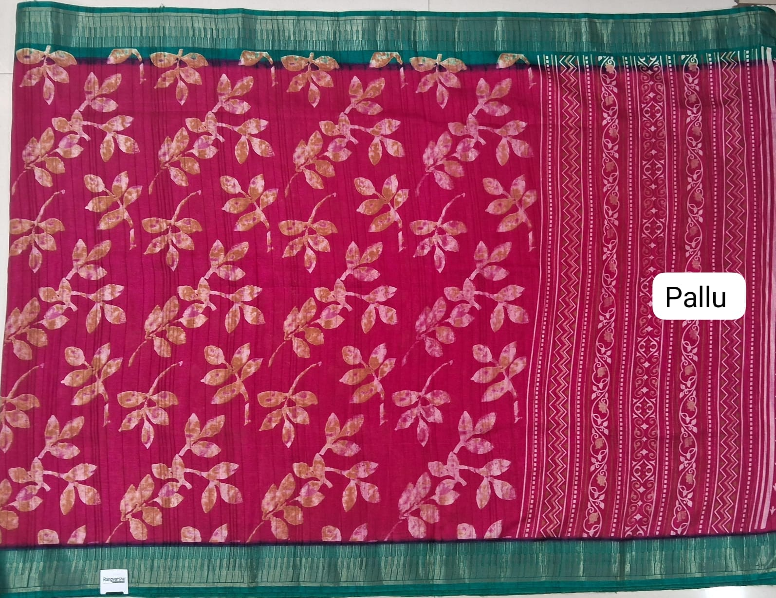 Pink Semi Tussar Saree Pallu