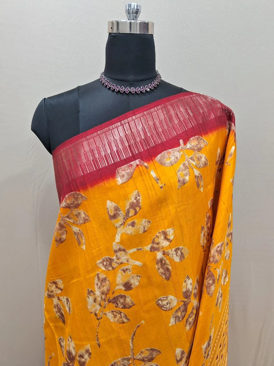 Mango Yellow Semi Tussar Saree 