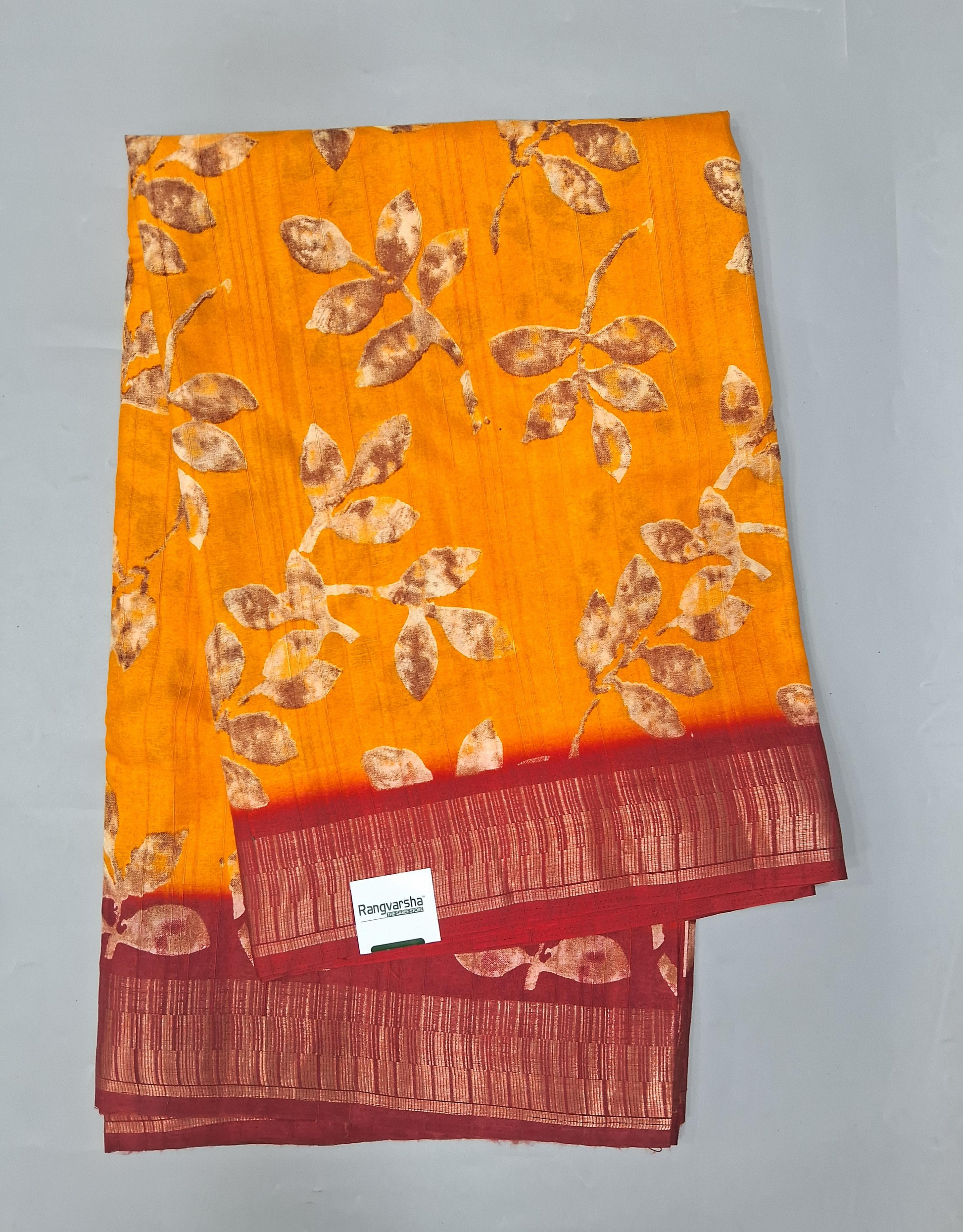 Mango Yellow Semi Tussar Saree
