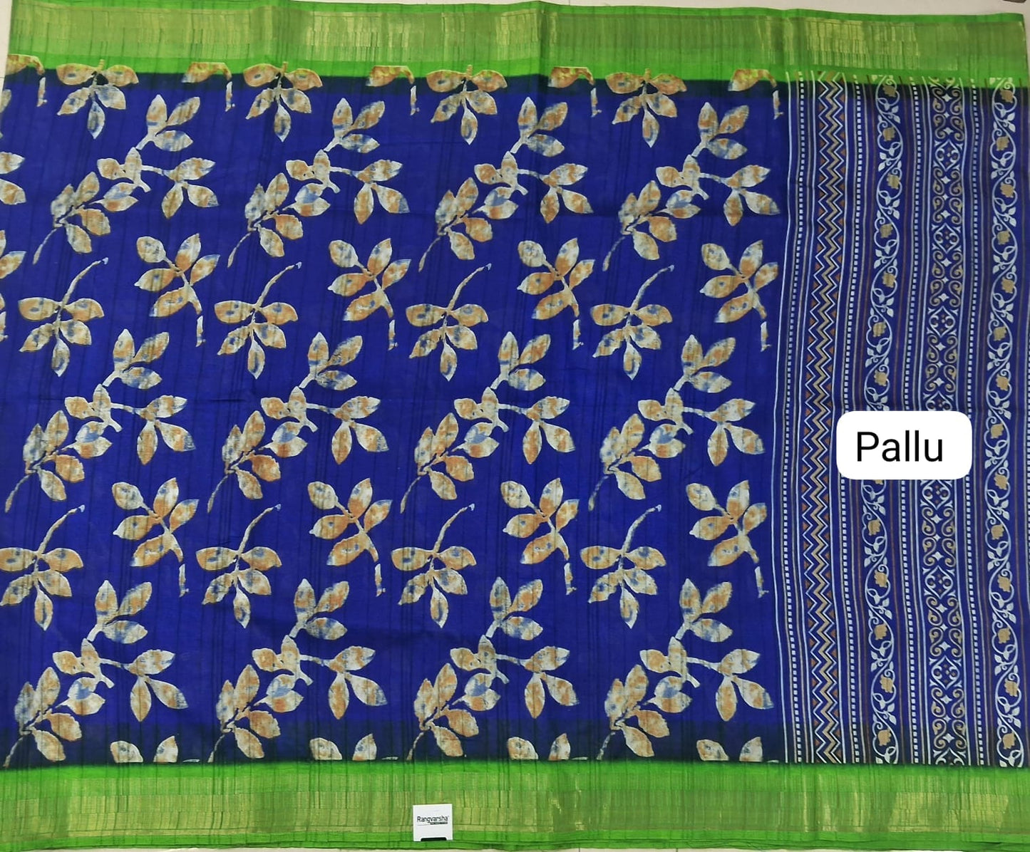 Royal Blue Semi Tussar Saree Pallu