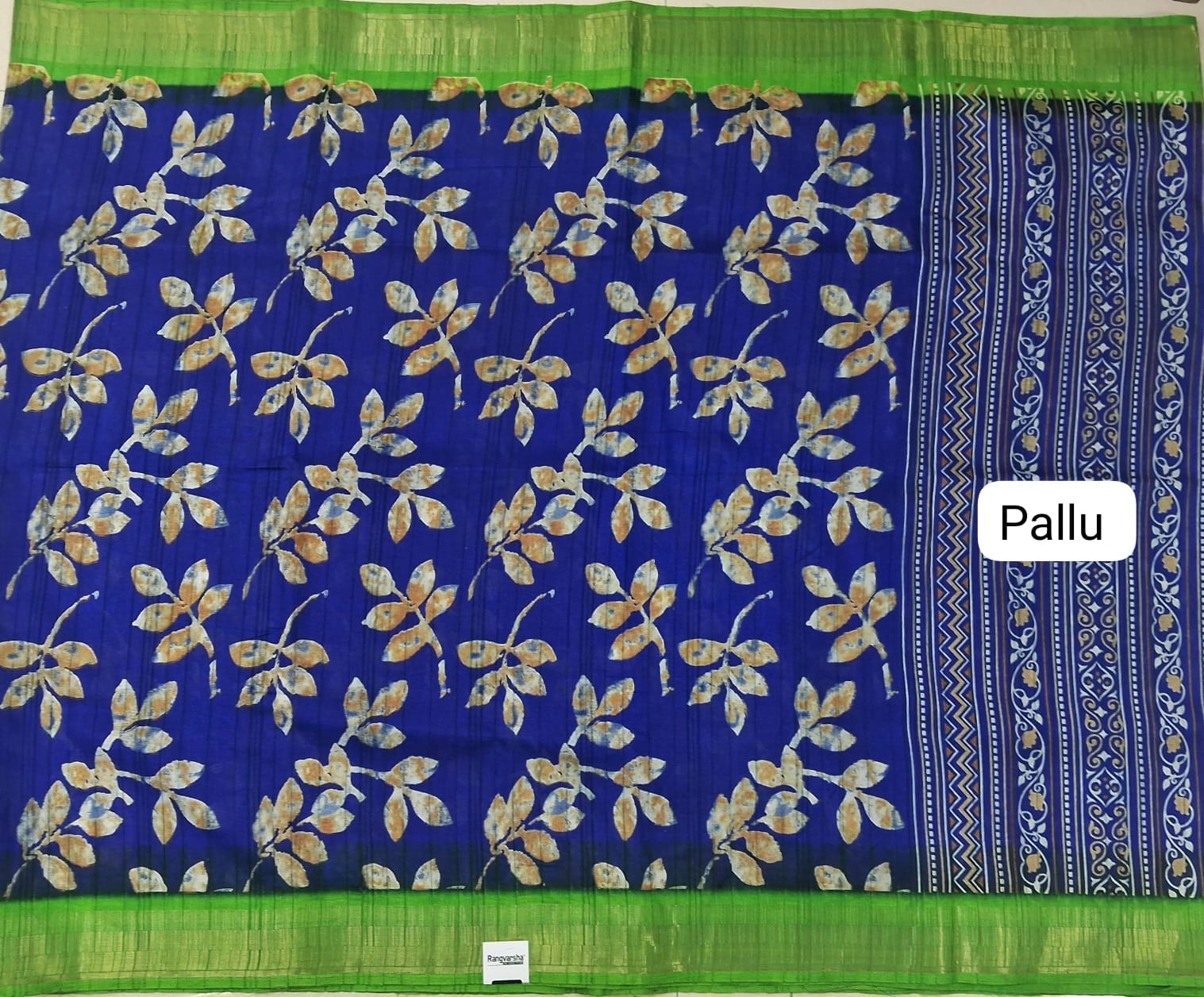 Royal Blue Semi Tussar Saree Pallu