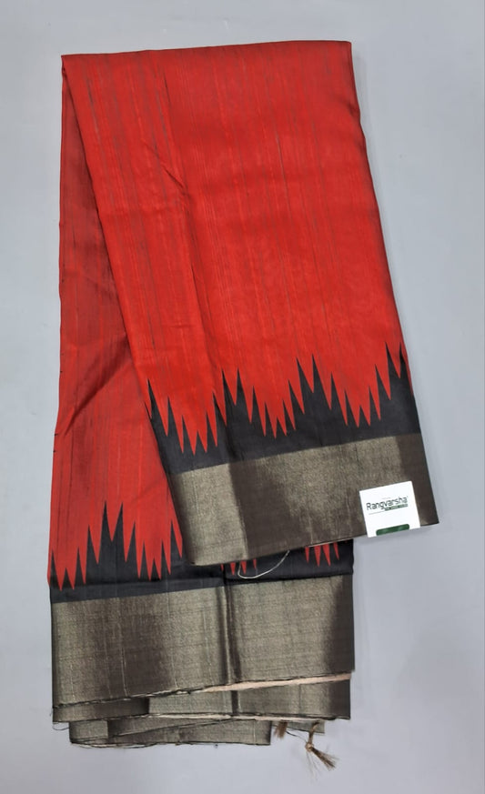 Tomato Red Semi Tussar Saree