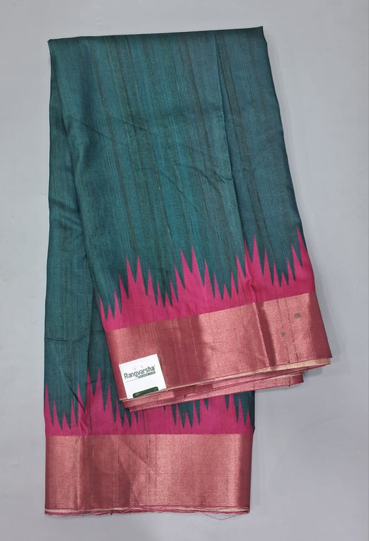 Teal Blue Semi Tussar Saree