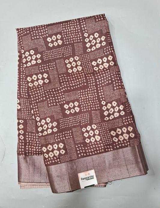 Walnut Brown Semi Tussar Saree