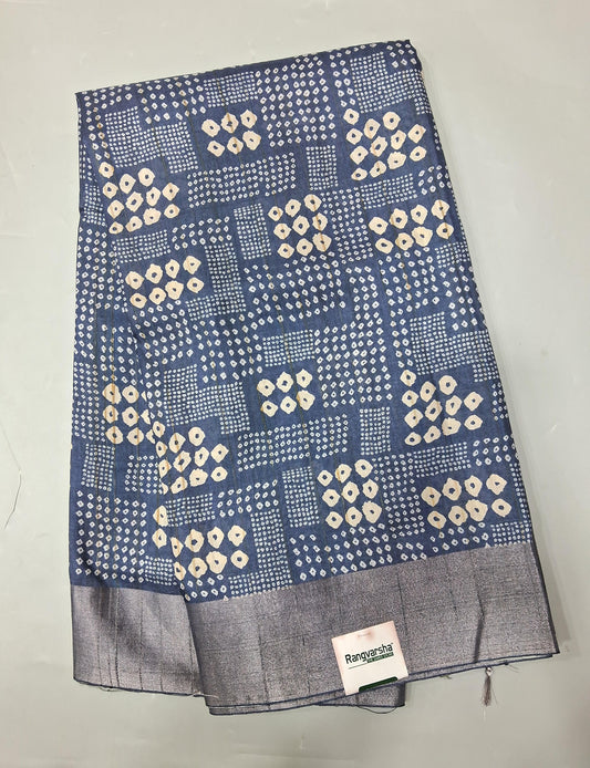 Indigo Blue Semi Tussar Saree