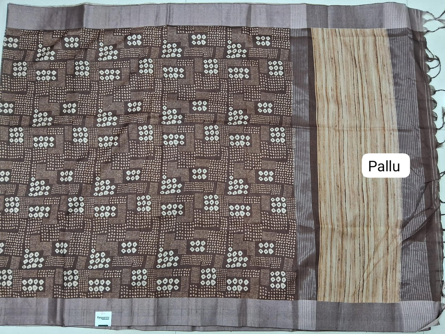 Brown Semi Tussar Saree Pallu