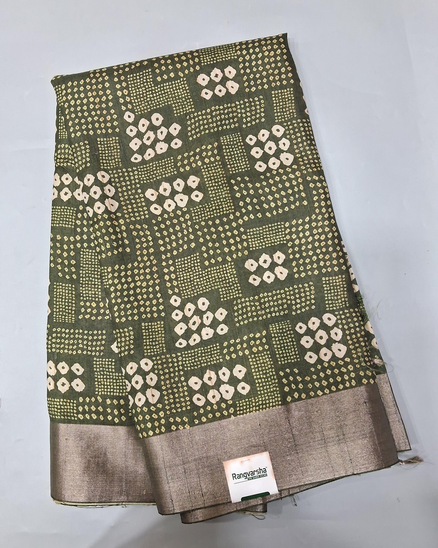 Olive Green Semi Tussar Saree 