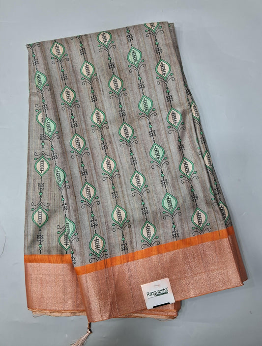 Grey Semi Tussar Saree 