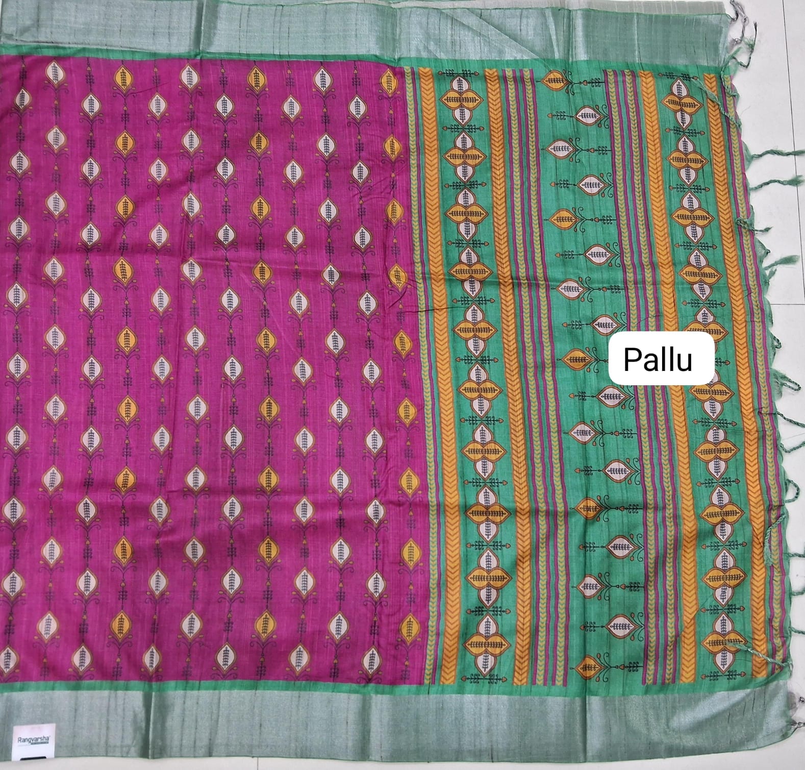 Rani Pink Semi Tussar Saree Pallu 