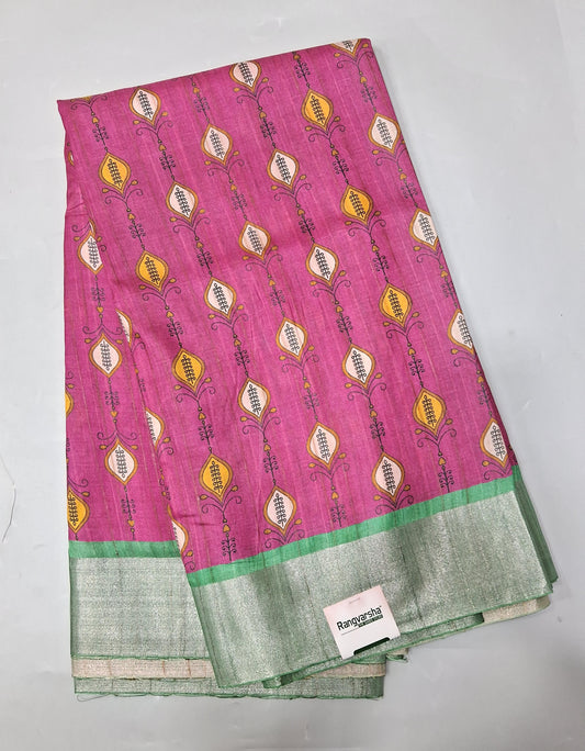 Rani Pink Semi Tussar Saree 