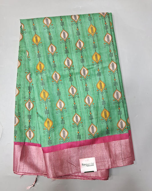 Green Semi Tussar Saree