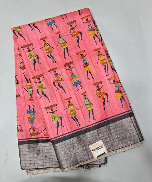 Peach Semi Tussar Saree