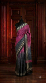 Pink and Grey shaded Gicha Tussar Saree