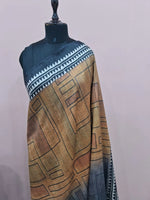 Dual Shaded and Grey Gicha Tussar Saree 1