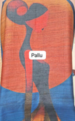 Blue and Grey Shaded Gicha Tussar Saree  Pallu