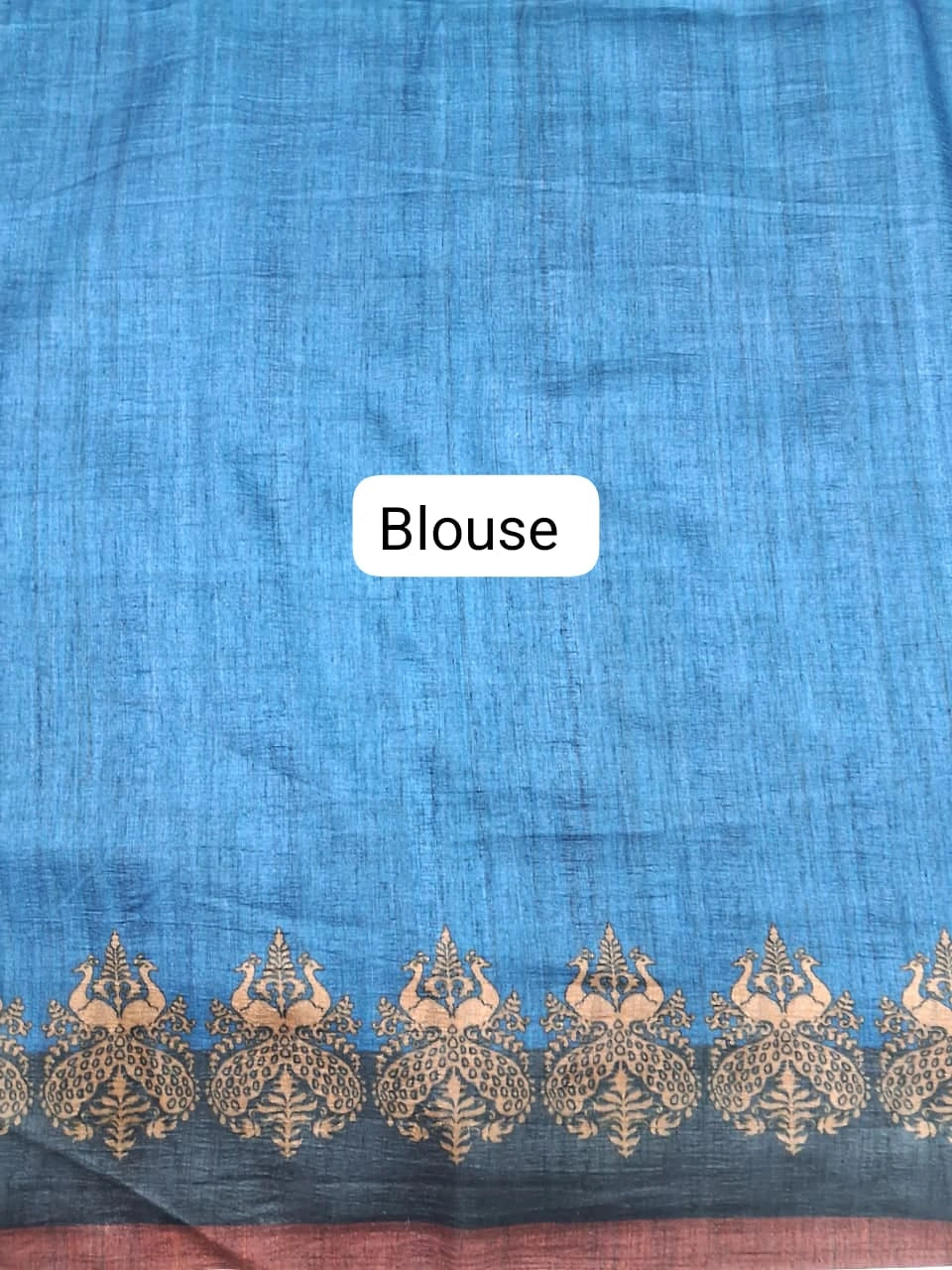 Blue and Grey Shaded Gicha Tussar Saree Blouse