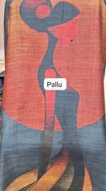 Grey and Black Shaded Gicha Tussar Saree pallu
