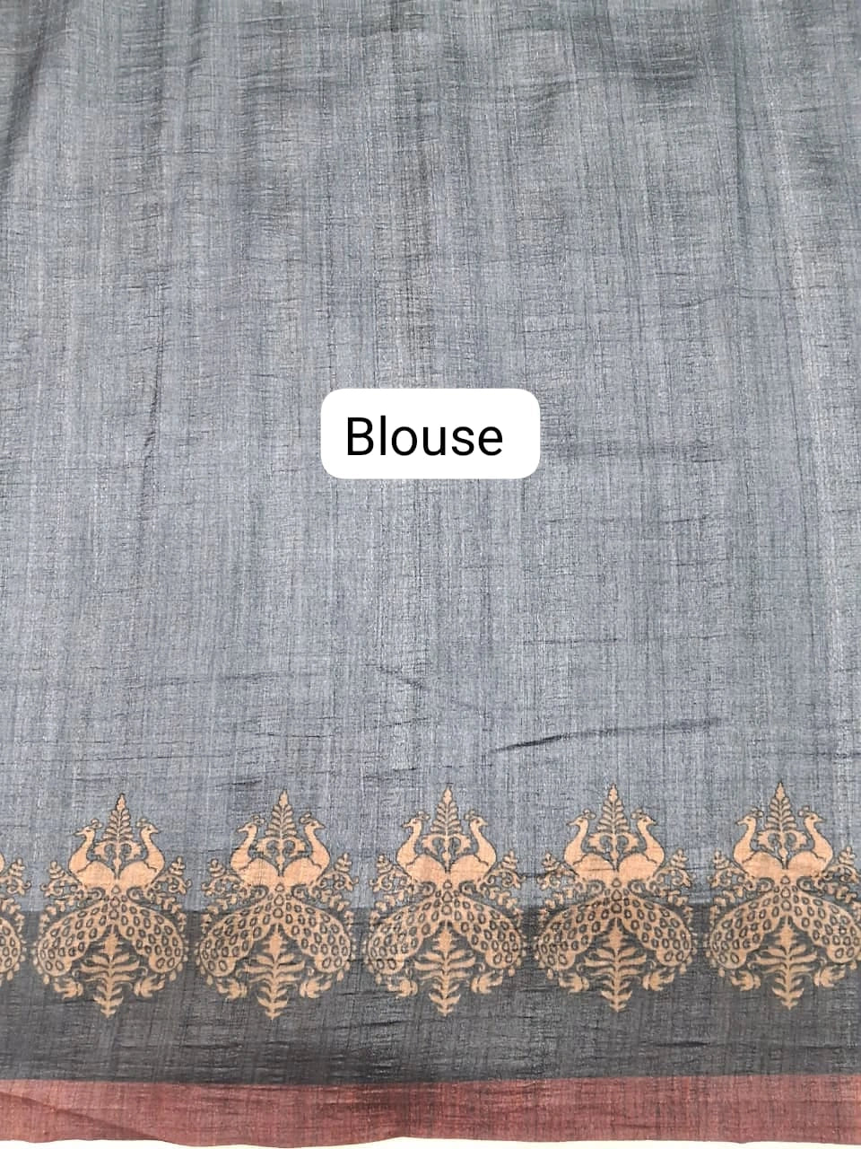 Grey and Black Shaded Gicha Tussar Saree Blouse
