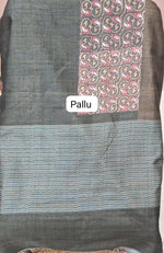 Brown Shaded and Black Gicha Tussar Saree pallu