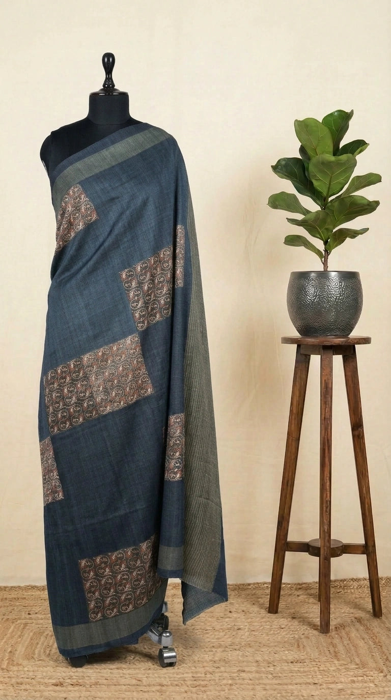 Blue Shaded Gicha Tussar Saree