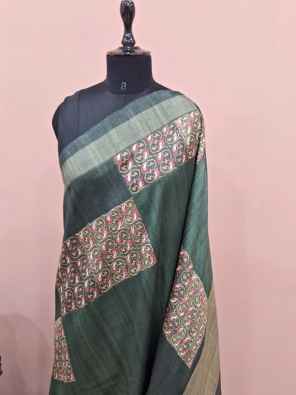 Green Gicha Tussar Saree 1