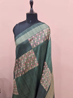 Green Gicha Tussar Saree 1