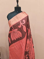 Peach Pink Semi Tussar Saree 1