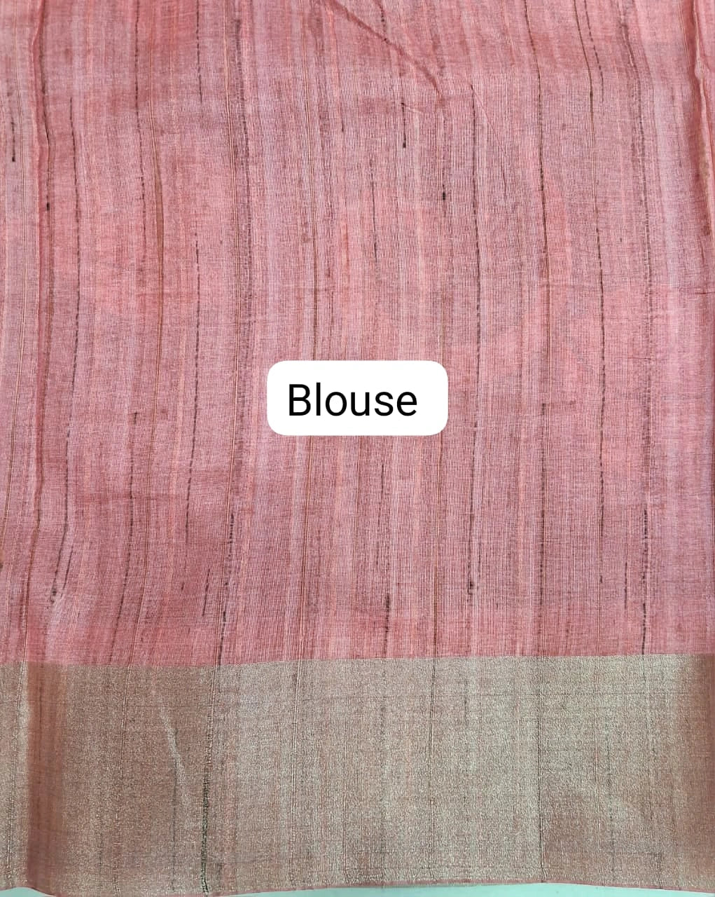 Peach Pink Semi Tussar Saree Blouse