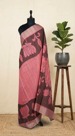 Peach Pink Semi Tussar Saree