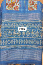 Blue Semi Tussar Saree pallu