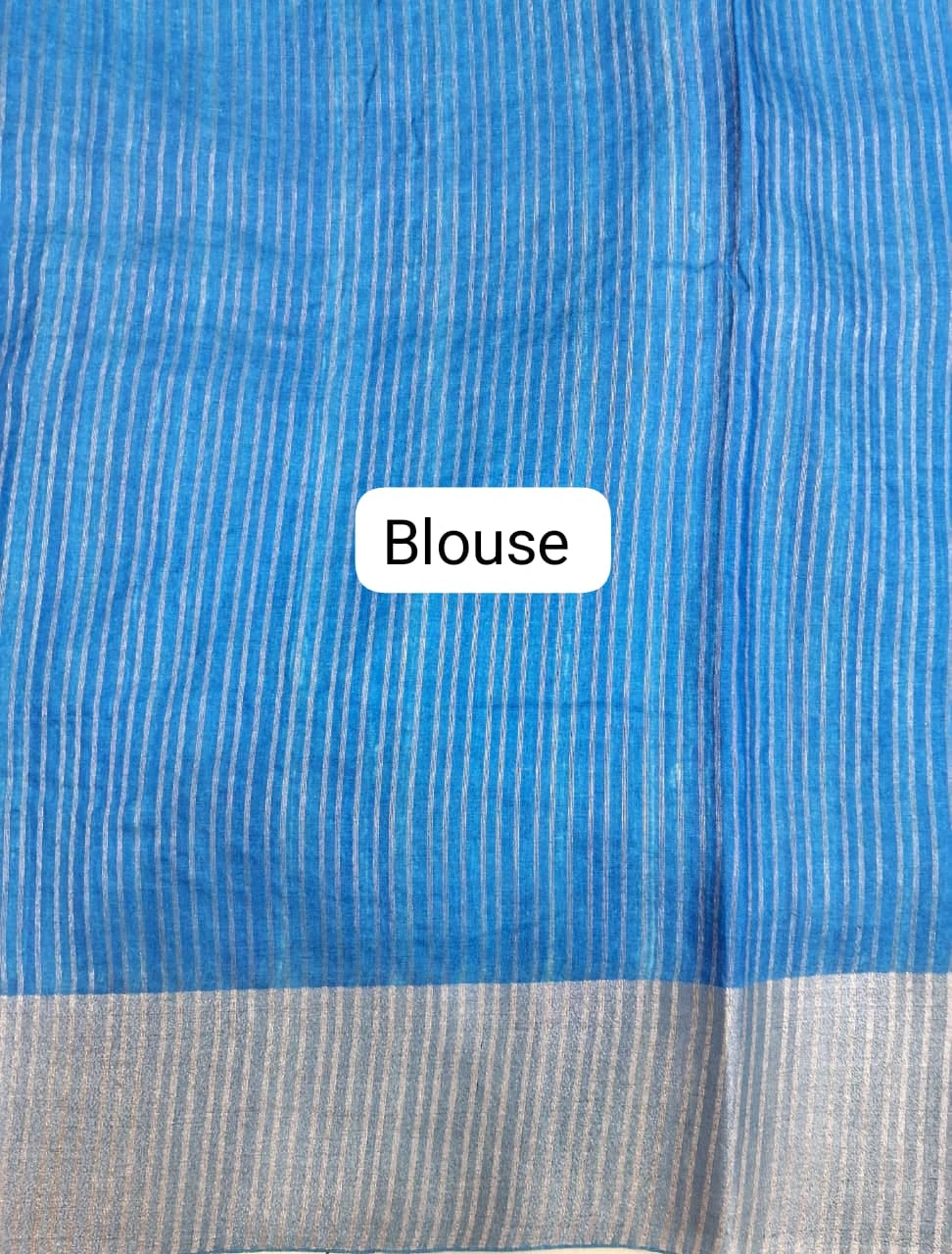 Blue Semi Tussar Saree blouse