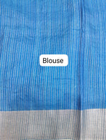 Blue Semi Tussar Saree blouse
