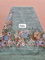 Marine Blue Gicha Tussar Saree pallu