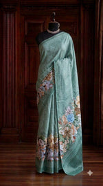 Marine Blue Gicha Tussar Saree