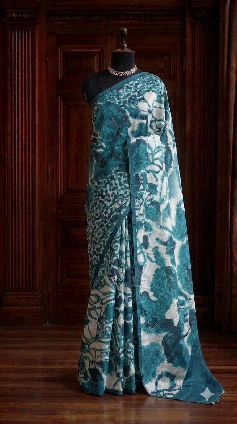 Off-White Gicha Tussar Saree 