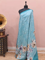 Sky Blue Gicha Tussar Saree