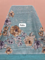 Sky Blue Gicha Tussar Saree pallu